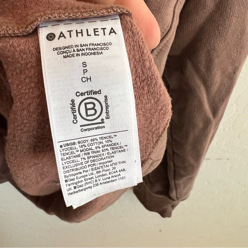 Athleta Clarity V-Neck Sweatshirt Rustic Beige - Picture 9 of 11